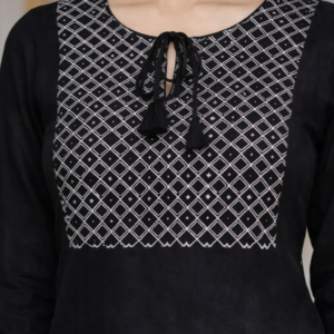 Black Designer Embroidered Kurti for Women – Elegant Daily & Festive Wear (Single Piece)